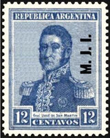 Argentina 1918 José Francisco de San Martín (1778-1850), ovpt. " M.J.I."