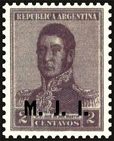 Argentina 1918 José Francisco de San Martín (1778-1850), ovpt. " M.J.I."