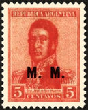 Argentina 1918 Josè Francisco de San Martin (1778-1850), ovpt. “M.M.”