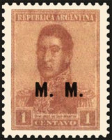 Argentina 1918 Josè Francisco de San Martin (1778-1850), ovpt. “M.M.”