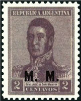 Argentina 1918 Josè Francisco de San Martin (1778-1850), ovpt. “M.M.”