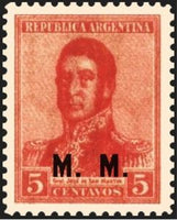 Argentina 1918 Josè Francisco de San Martin (1778-1850), ovpt. “M.M.”