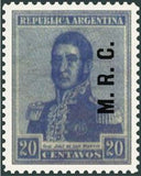 Argentina 1918 José Francisco de San Martín (1778-1850), ovpt. "M.R.C."