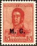 Argentina 1918 Josè Francisco de San Martin, ovpt. “M.G.”