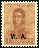 Argentina 1920 Josè Francisco de San Martin (1778-1850), ovpt. “M.A.”