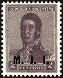 Argentina 1920 José Francisco de San Martín (1778-1850), ovpt. " M.J.I."