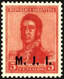 Argentina 1920 José Francisco de San Martín (1778-1850), ovpt. " M.J.I."