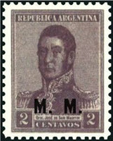 Argentina 1920 Josè Francisco de San Martin (1778-1850), ovpt. “M.M.”