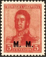 Argentina 1920 Josè Francisco de San Martin (1778-1850), ovpt. “M.M.”