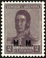 Argentina 1920 Josè Francisco de San Martin (1778-1850), ovpt. “M.M.”