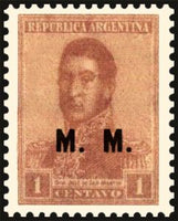 Argentina 1920 Josè Francisco de San Martin (1778-1850), ovpt. “M.M.”