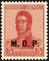 Argentina 1920 José Francisco de San Martin (1778-1850), ovpt. "M.O.P."