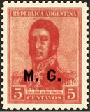 Argentina 1920 José Francisxco de San Martin (1778-1850), ovpt. "M.G."