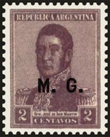 Argentina 1920 José Francisxco de San Martin (1778-1850), ovpt. "M.G."