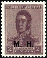 Argentina 1920 osé Francisco de San Martín (1778-1850), ovpt. "M.H."