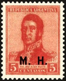 Argentina 1920 osé Francisco de San Martín (1778-1850), ovpt. "M.H."