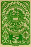 Austria 1920 Posthorn, Coat of Arms & Allegory - Imperforate-Stamps-Austria-Mint-StampPhenom