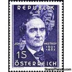 Austria 1962 The 100th Anniversary of the Death of Johann Nepomuk Nestroy-Stamps-Austria-Mint-StampPhenom