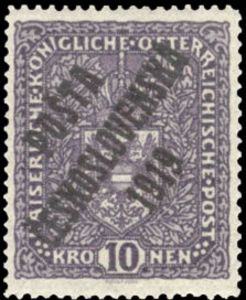 Czechoslovakia 1919 Austrian Stamps of 1916-18 overprinted, slender format-Czechoslovakia-StampPhenom