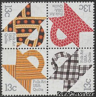 United States of America 1978 Basket Design Quilts Block of 4