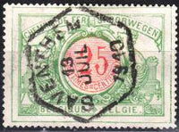 Belgium 1902-1914 State Arms in Oval Two Colors and Winged Wheel - Railway Stamps-Stamps-Belgium-StampPhenom