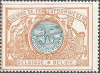 Belgium 1902-1914 State Arms in Oval Two Colors and Winged Wheel - Railway Stamps-Stamps-Belgium-StampPhenom