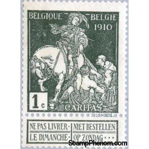 Belgium 1910 Saint Martin dividing his Cloak - full background, 1c-Stamps-Belgium-StampPhenom