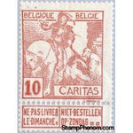 Belgium 1910 Saint Martin dividing his Cloak - lined background, 10c-Stamps-Belgium-StampPhenom