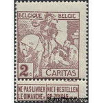 Belgium 1910 Saint Martin dividing his Cloak - lined background, 2c-Stamps-Belgium-StampPhenom