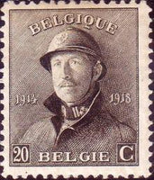 Belgium 1919-1920 King Albert I with Helmet-Stamps-Belgium-StampPhenom