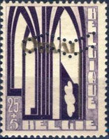 Belgium 1929 First Orval with 2 perforated Wave-lines-Stamps-Belgium-StampPhenom