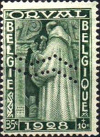 Belgium 1929 First Orval with 2 perforated Wave-lines-Stamps-Belgium-StampPhenom