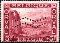 Belgium 1929 First Orval with 2 perforated Wave-lines-Stamps-Belgium-StampPhenom