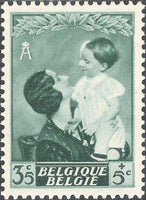 Belgium 1937 Queen Astrid and Prince Baudouin-Stamps-Belgium-StampPhenom