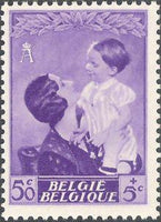 Belgium 1937 Queen Astrid and Prince Baudouin-Stamps-Belgium-StampPhenom