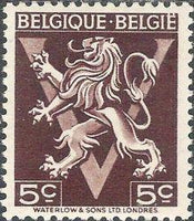 Belgium 1944 Definitives - Heraldic Lion with 'V'-Stamps-Belgium-StampPhenom