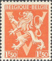 Belgium 1944 Definitives - Heraldic Lion with 'V'-Stamps-Belgium-StampPhenom