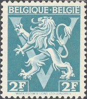 Belgium 1944 Definitives - Heraldic Lion with 'V'-Stamps-Belgium-StampPhenom