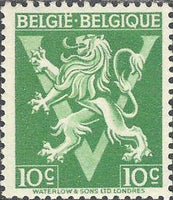 Belgium 1944 Definitives - Heraldic Lion with 'V'-Stamps-Belgium-StampPhenom