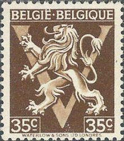 Belgium 1944 Definitives - Heraldic Lion with 'V'-Stamps-Belgium-StampPhenom