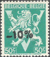 Belgium 1946 Definitives - "-10%" Other Values Surcharges-Stamps-Belgium-StampPhenom