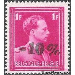 Belgium 1946 Definitives - "-10%" Other Values Surcharges-Stamps-Belgium-StampPhenom