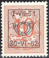 Belgium 1951 Definitives - Digit on Heraldic Lion - Precancellations-Stamps-Belgium-StampPhenom