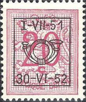 Belgium 1951 Definitives - Digit on Heraldic Lion - Precancellations-Stamps-Belgium-StampPhenom