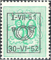 Belgium 1951 Definitives - Digit on Heraldic Lion - Precancellations-Stamps-Belgium-StampPhenom