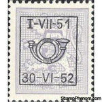 Belgium 1951 Definitives - Digit on Heraldic Lion - Precancellations-Stamps-Belgium-StampPhenom