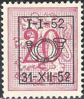 Belgium 1952 Definitives - Digit on Heraldic Lion - Precancellations-Stamps-Belgium-StampPhenom