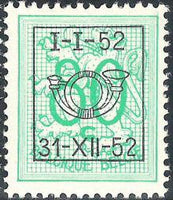 Belgium 1952 Definitives - Digit on Heraldic Lion - Precancellations-Stamps-Belgium-StampPhenom