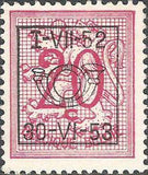 Belgium 1952 Definitives - Digit on Heraldic Lion - Precancellations-Stamps-Belgium-StampPhenom