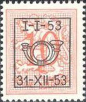 Belgium 1953 Definitives - Digit on Heraldic Lion - Precancellations-Stamps-Belgium-StampPhenom